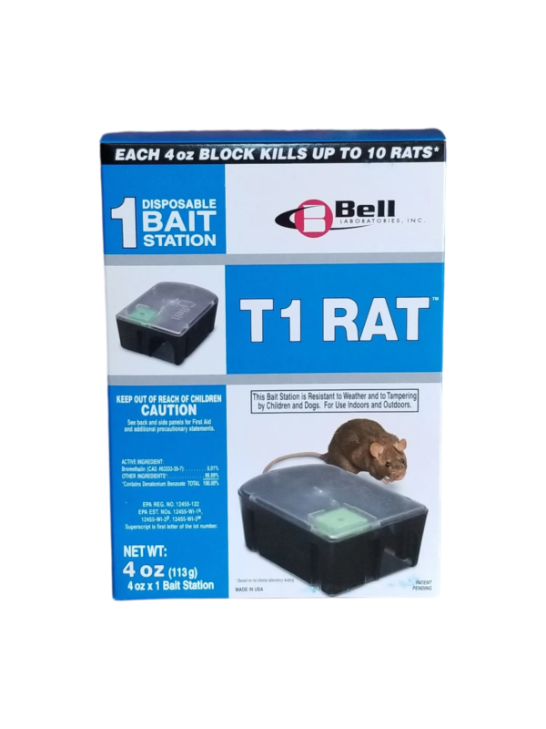 Bell Labs Pre-baited T-1 Rat and Rodent Station. Indoor/Outdoor use in safety box.